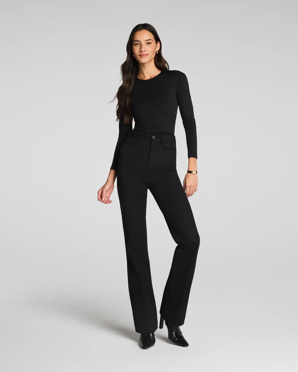 SPANX supersmooth® Stretch Twill Easy Flare Pant Black Size ST